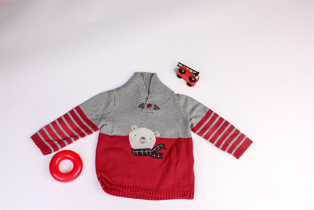 Red and grey polar bear jumper