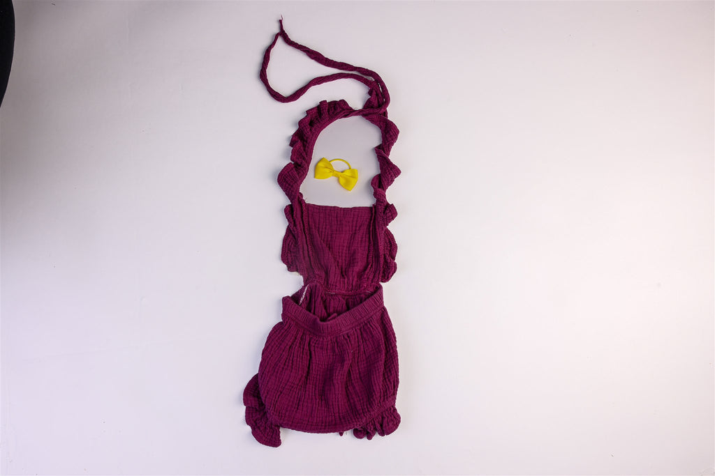 Purple short dungarees