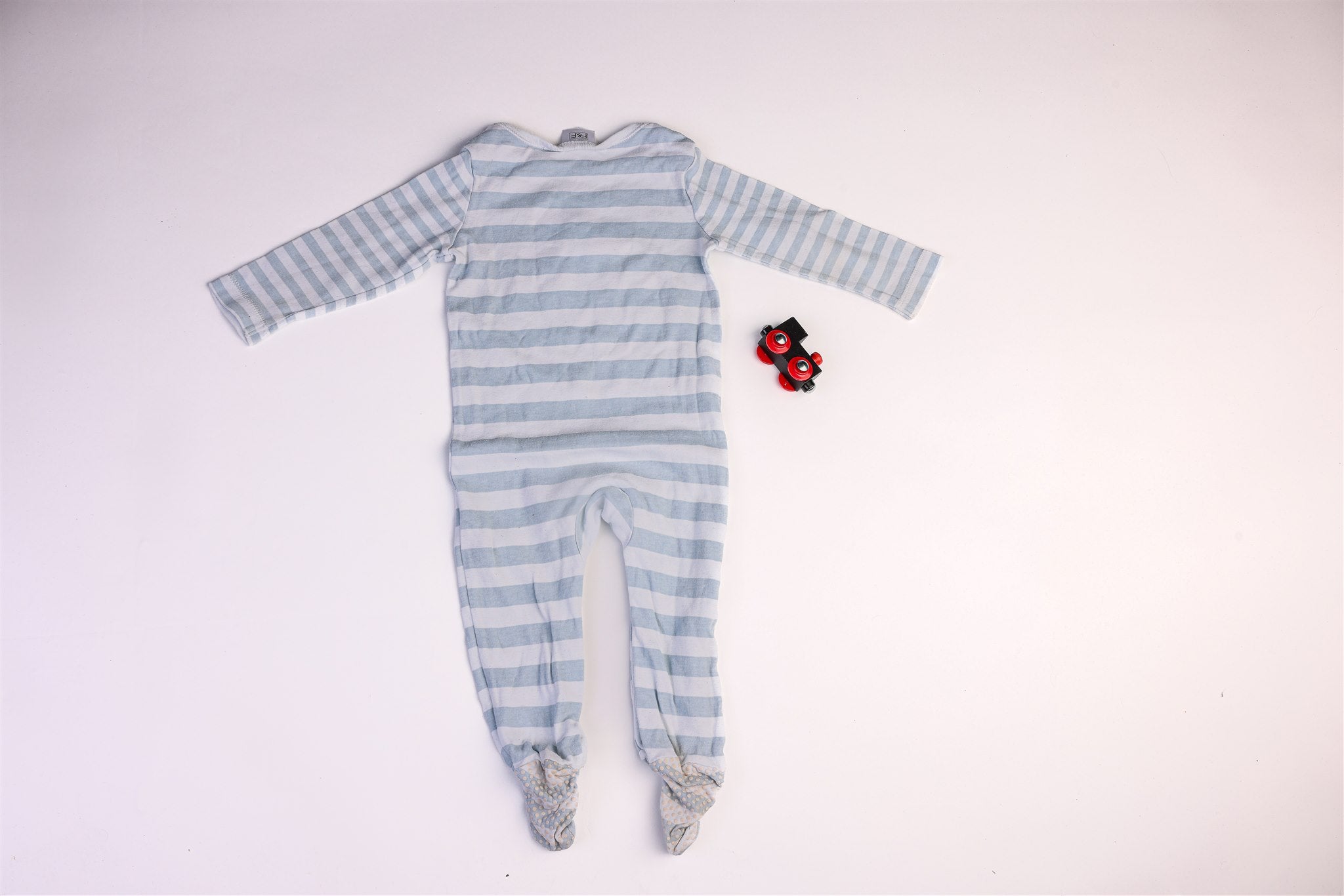 Striped sleepsuit "Little Blue Car" print