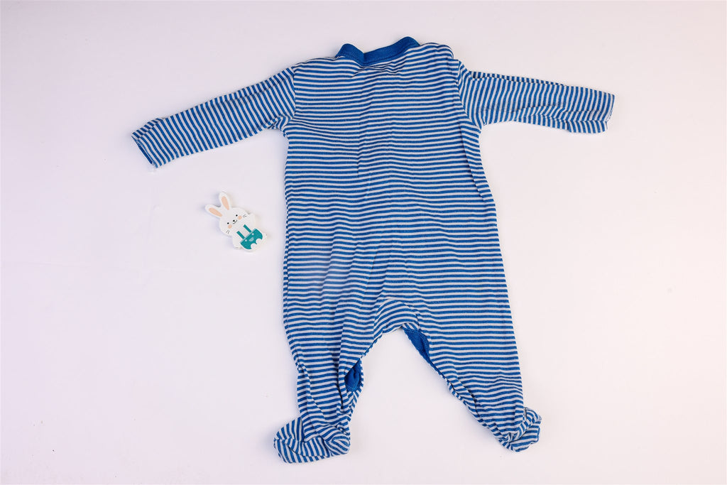 White and blue striped sleepsuit