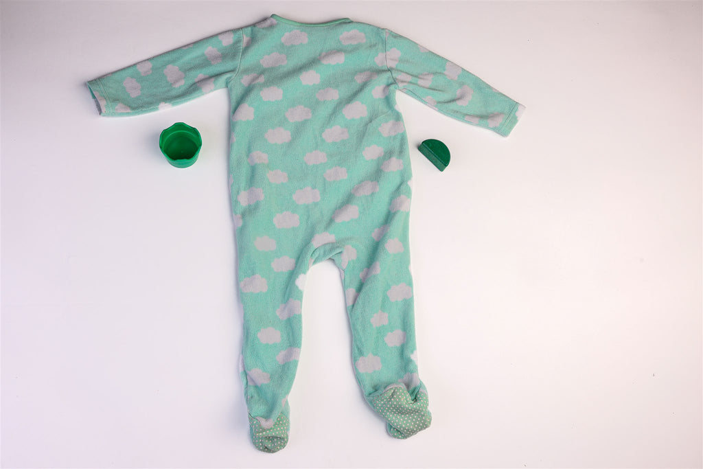 Green polka dot "Unicorns Make Me Smile" sleepsuit