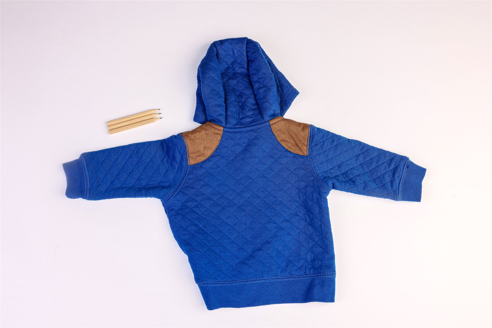 Blue jacket with brown epaulettes