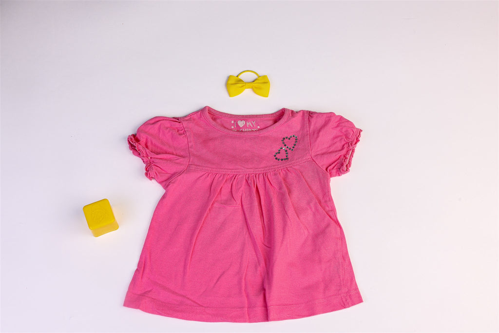 Pink Top with rhinestone heart