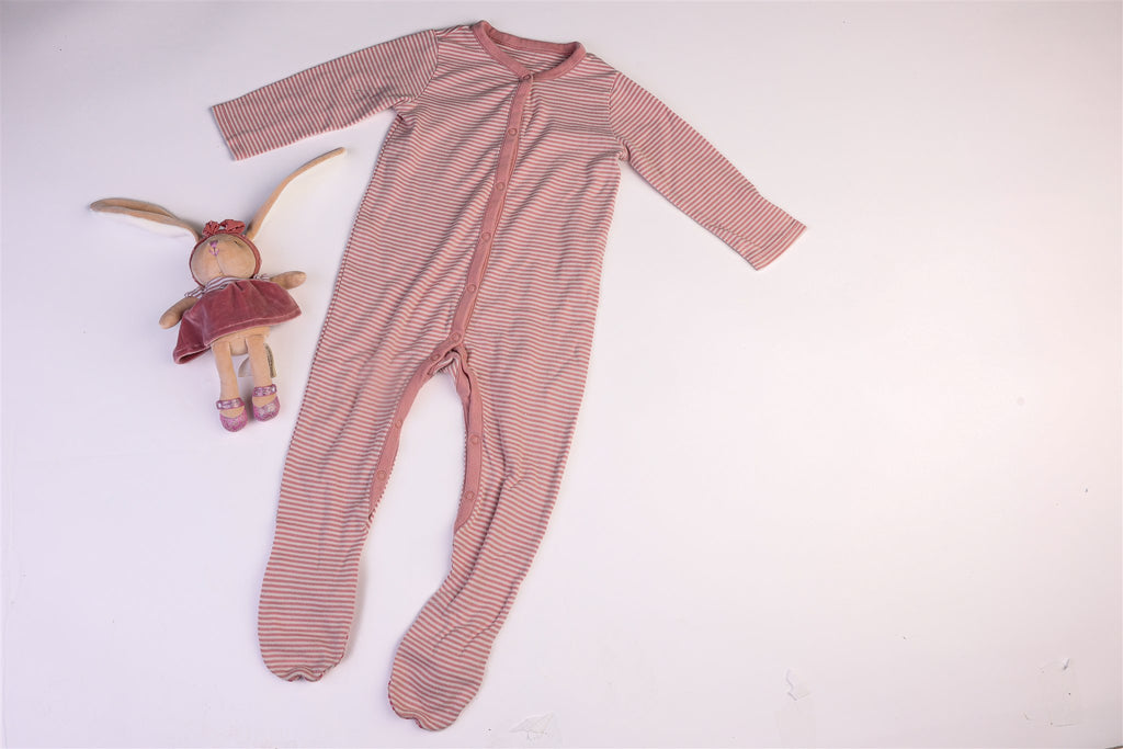 Pink striped sleepsuit