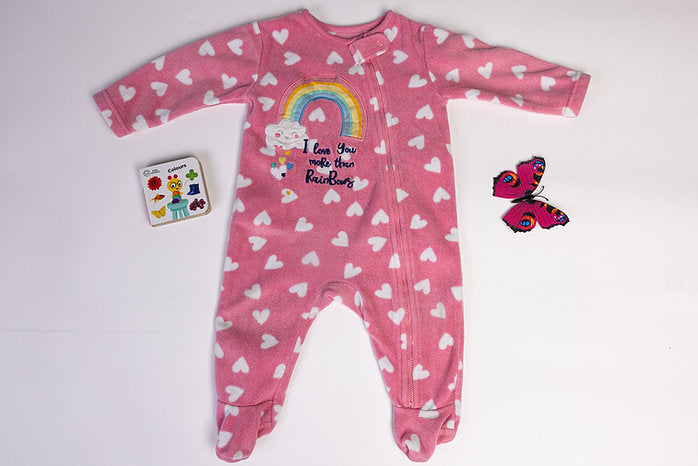 Pink rainbow "I love you more than rainbow" sleepsuit