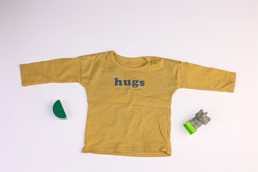 Yellow "Hugs are my favorite" top