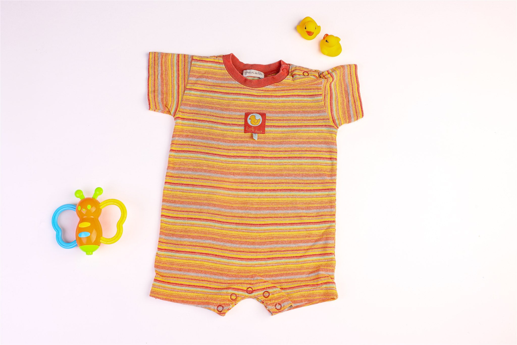 Striped "Little Duck" rompers