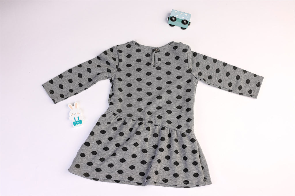 Grey dress with black polka dots