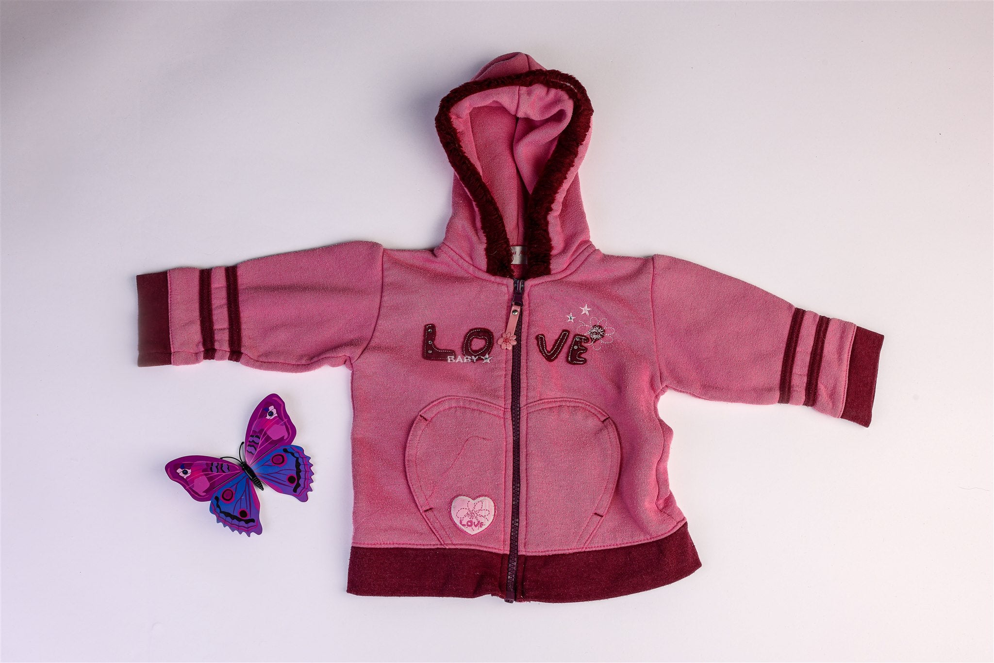 Pink hooded jacket "Love baby"