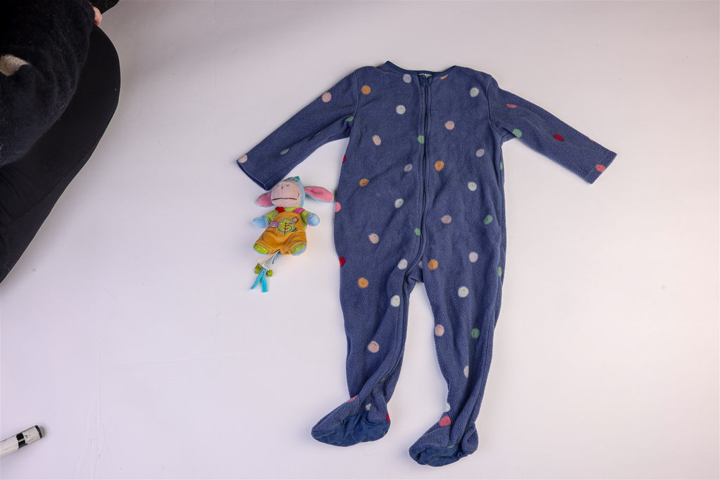 Warm blue polka dot sleepsuit