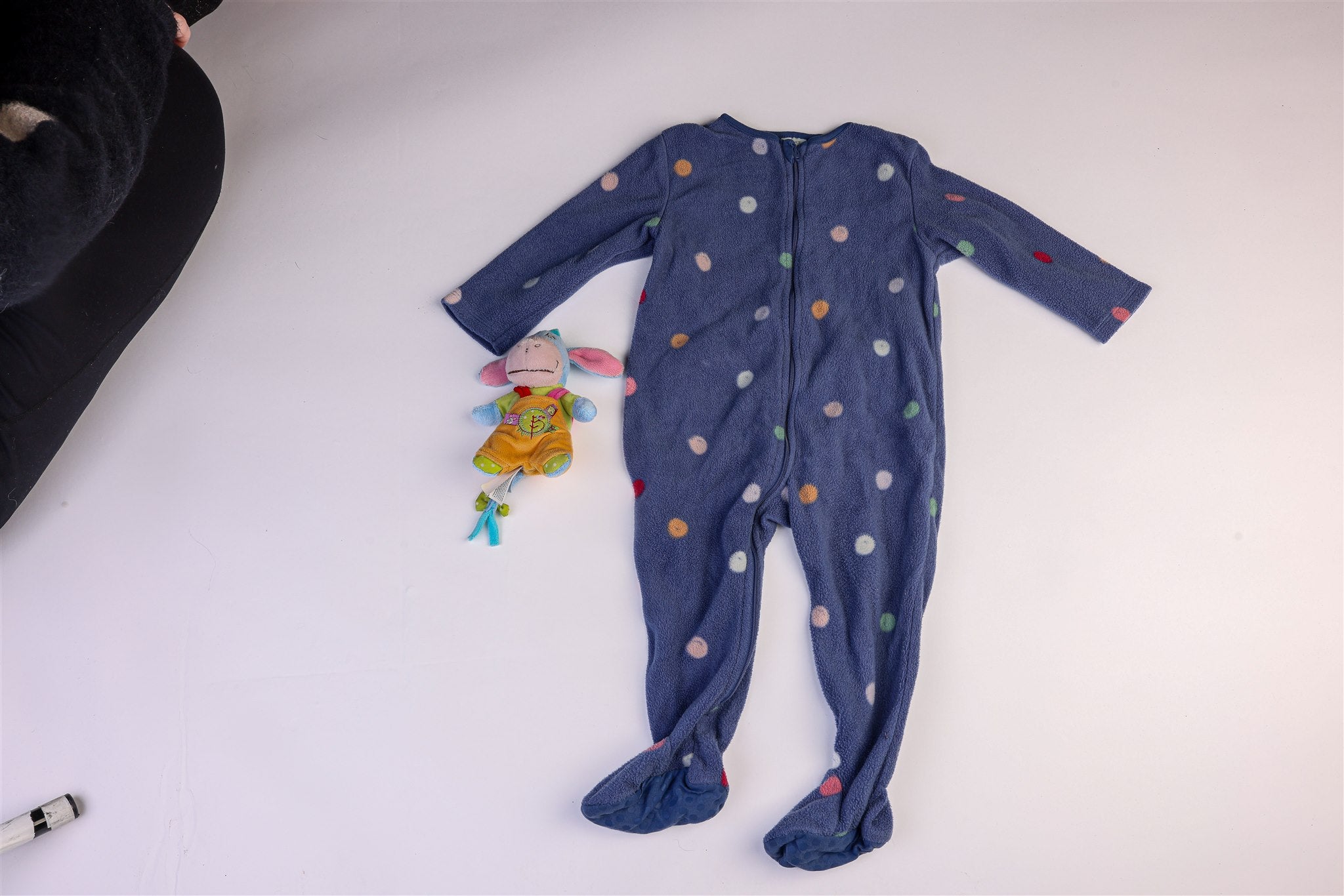 Warm blue polka dot sleepsuit