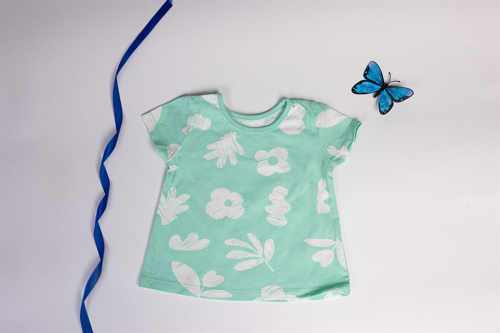 Green floral print top