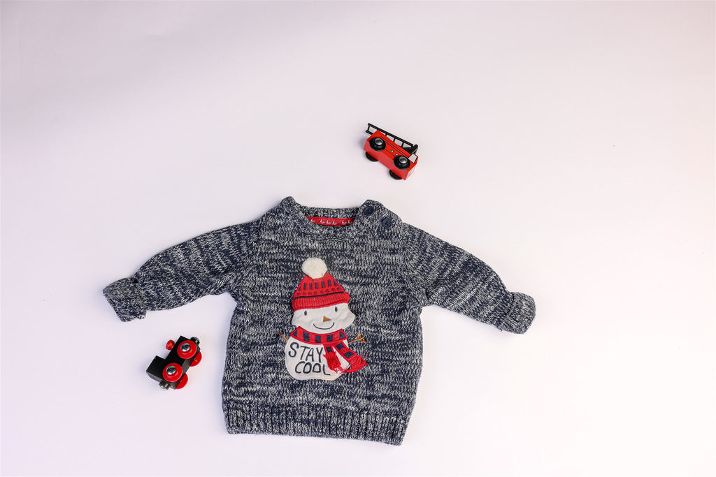 Grey snowman "stay cool" jumper