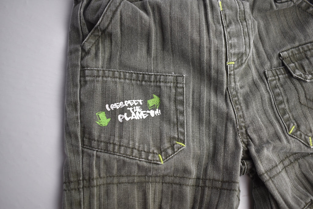 Grey cargo trousers "I respect the planet!!"