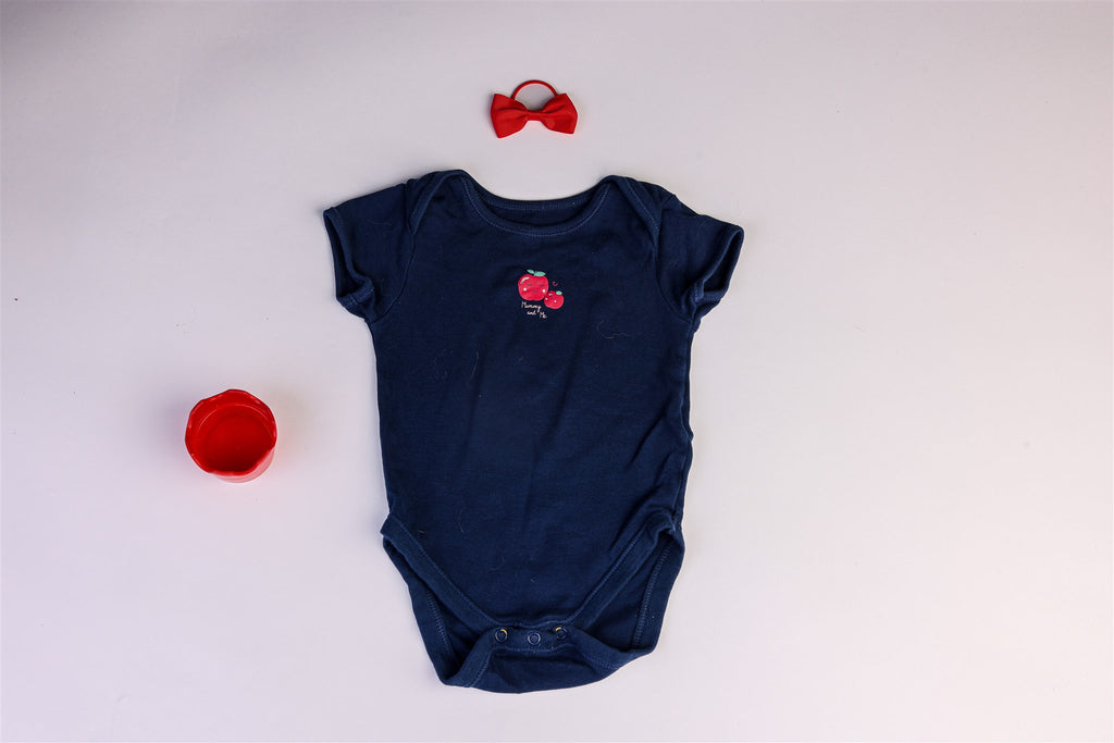 Blue, cherry "Mummy and Me" bodysuit