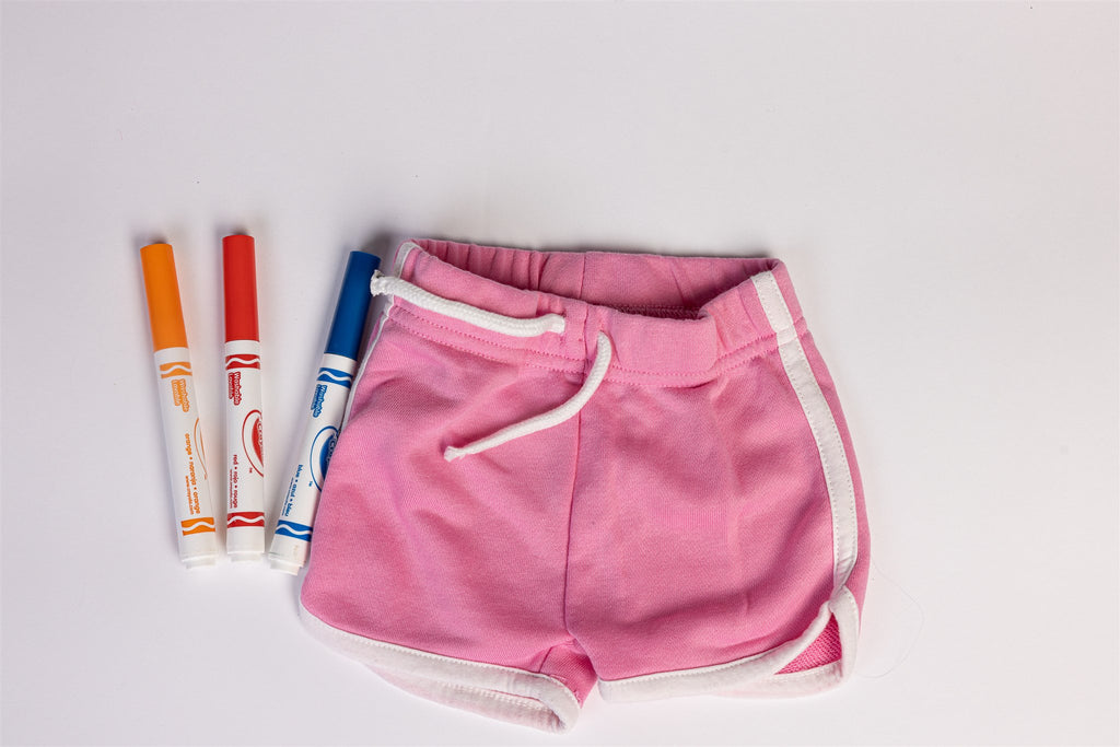 Pink shorts with white stripes