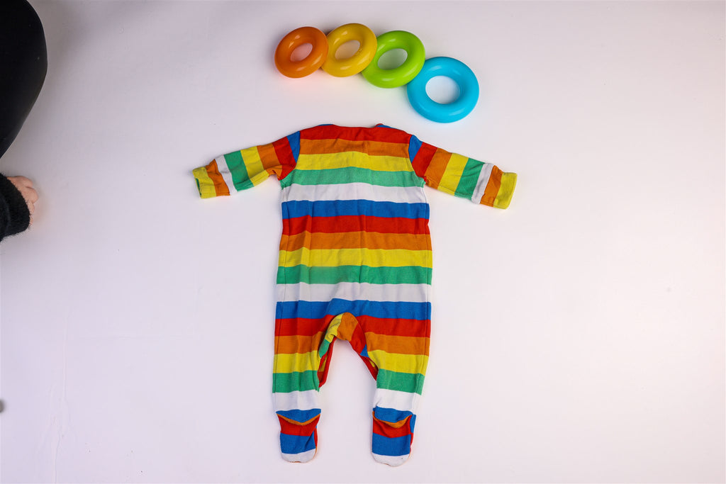 Multicolored striped sleepsuit