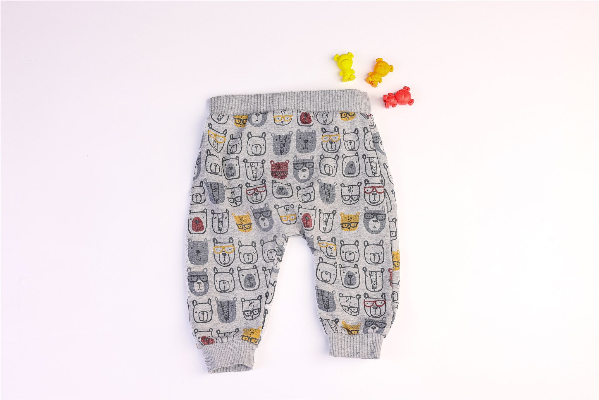 Grey trousers with bear faces