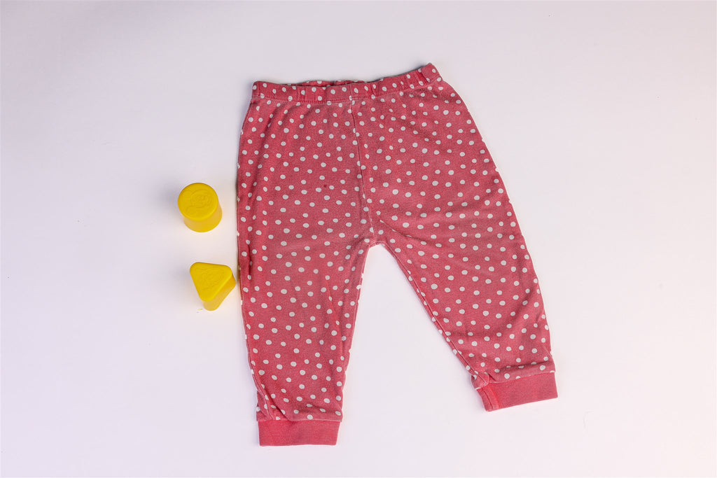 Pink polka dot sleepsuit bottoms