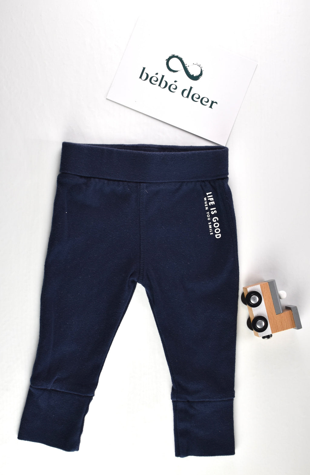 Navy blue trousers “Life is good when you smile”