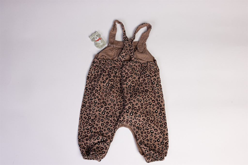Brown leopard-print dungaree