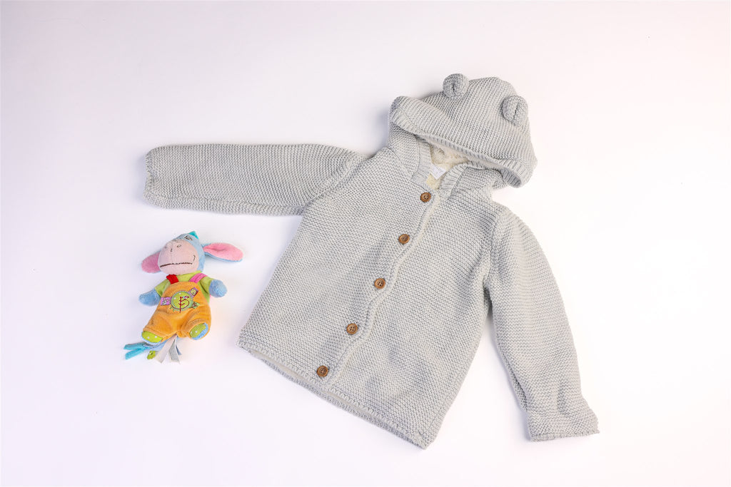 Grey jacket with little ears on the hood