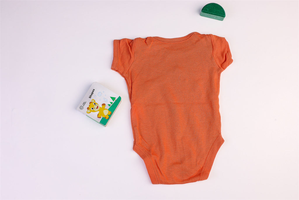 Orange bodysuit with two characters