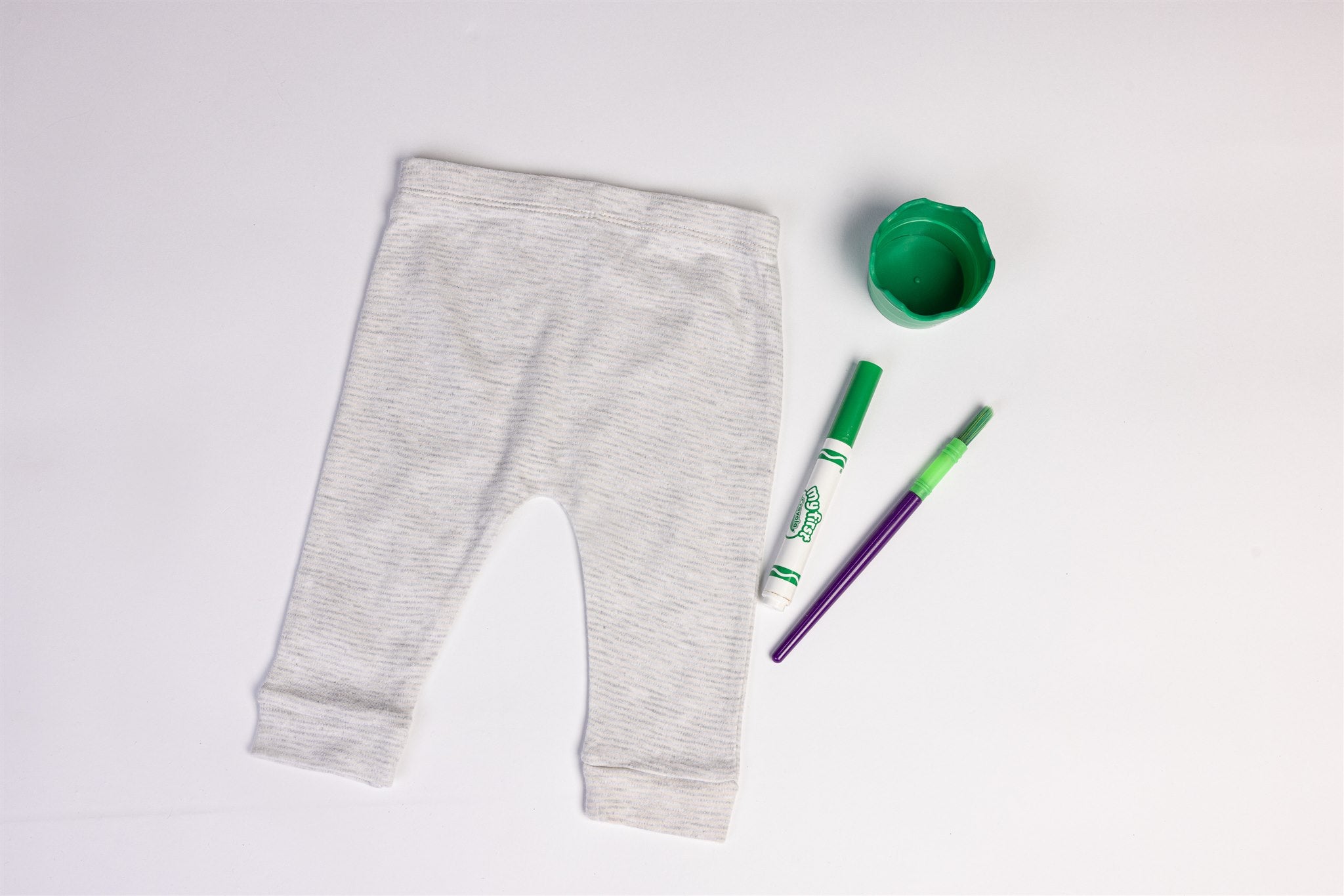 Gray trousers with pale blue stripes