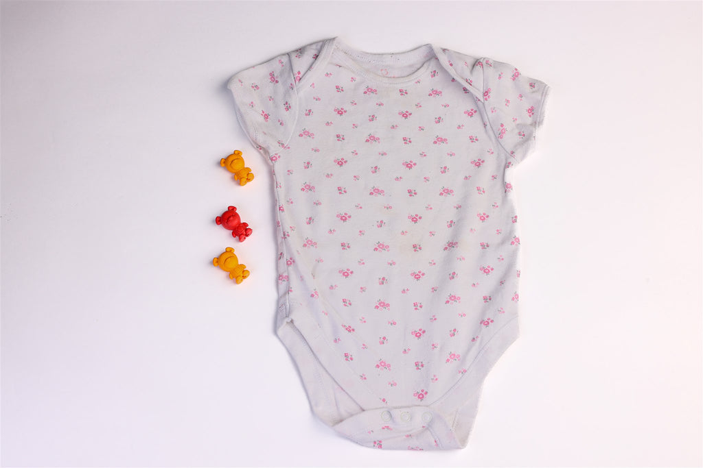 White bodysuit with pink flowers